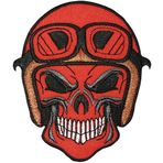 Papapatch Skull Dead Head Kask Gözlük Hayalet Zombi Ölüm Motorcu Binici Chopper Motosiklet Ceketi Yelek Kostüm İşlemeli Demir Üzerine Dikiş - Kırmızı (Demir-Kafatas-Kask-KIRMIZI)