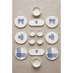 Papart Blue Gift 14 Parça 6 Kişilik Stackable Seramik Tabak Seti Premium Sunum & Kahvaltı Takımı- Lüks Mavi Fiyonklu Çeyizlik Sunum Seti