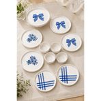 Papart Blue Gift 6 Kişilik 11 Parça Seramik Kahvaltı Takımı Mavi Desenli Modern Sunum & Pasta Tabağı Seti