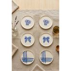 Papart Blue Gift 6’lı Seramik Pasta Tabağı 20 cm Mavi Desenli 6 Kişilik Tatlı Sunum Servis Tabak Seti