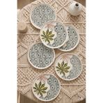 Papart Botanik 6'lı Seramik Pasta Tabağı Seti Yaprak Desenli Tatlı ve Sunum Tabağı 20 Cm Lüx Kahvaltı Tabağı