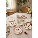 Papart Vita Berry 11 Parça 6 Kişilik Stackable Seramik Tabak Seti Sunum & Kahvaltı Takımı Ayaklı Sunum Stan