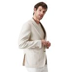 Papas Bej Renk Ketenli Blazer Ceket