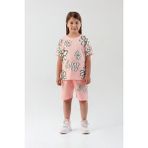 Papatya Baskılı Kız Çocuk Şortlu Takım - Pudra - 3 - 4 Yaş