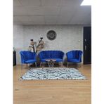 Papatya Çay Seti Koltuk Takımı Krom Sivriltme Ayak, Balkon, Salon, Ofis, Cafe Koltuk Takımı Mavi Renk Tek Ebat Beden