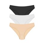 Papatya Kadın Bikini Külotu, 3'lü Paket, Siyah Beyaz Ten, M Beden