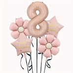 Papatya Karamel Happy Birthday 8 Yaş Folyo Balon Set