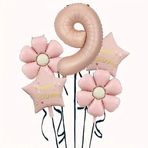 Papatya Karamel Happy Birthday 9 Yaş Folyo Balon Set