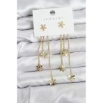 Papatya Model Gold Renk Pirinç Sallantılı Kadın Küpe - Tj-Bkp11467