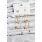 Papatya Model Gold Renk Pirinç Sallantılı Kadın Küpe