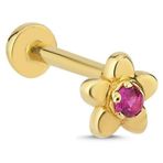 Papatya Model Kırmızı Taş Tragus Piercing