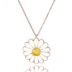 Papatya Modeli Beyaz Sarı Mineli Rose(Bakır rengi) Bayan Gümüş Kolye