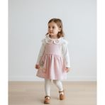 Papatya Nakışlı Bebek Yaka Süzene Elbise - 3 Yaş - Pembe