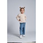 Papatya Nakışlı Denim Pantolon Hırka Takım - Pudra - 5 - 6 Yaş