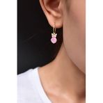 Papatya Silver 925 Ayar Altın Kaplama Pembe Taşlı Kelebek Halka Kadın Gümüş Küpe