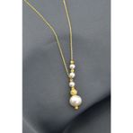 Papatya Silver 925 Ayar Gold Kaplama Akışlı Sim Dorika Toplu İncili Kadın Gümüş Kolye