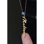 Papatya Silver 925 Ayar Gold Kaplama Gözlü İsimli Kadın Gümüş Kolye