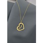 Papatya Silver 925 Ayar Gold Kaplama Meryem Yazılı Kesim Kalp Kadın Gümüş Kolye