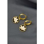 Papatya Silver 925 Ayar Gold Kaplama Mineli Lotus Çiçeği Halka Gümüş Küpe