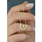Papatya Silver 925 Ayar Gold Kaplama Yıldız Sonsuzluk Detaylı Hilal Kadın Gümüş Kolye