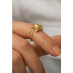Papatya Silver 925 Ayar Gold Kaplama Zirkon Taş Gözlü Kedi Gümüş Yüzük