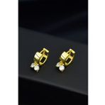 Papatya Silver 925 Ayar Gold Kaplama Zirkon Taşlı Sallantılı Halka Gümüş Küpe