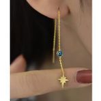 Papatya Silver 925 Ayar Gümüş Altın Kaplama Cam Göz Kutup Yıldızı Zincir Küpe