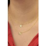 Papatya Silver 925 Ayar Gümüş Altın Kaplama Kristal Kesim Kalp Sonsuzluk ve Yıldız Asansörlü Kolye