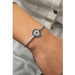 Papatya Silver 925 Ayar Gümüş Dalgalı Nazar Bileklik
