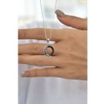 Papatya Silver 925 Ayar Gümüş Ejderha Desenli Siyah Simit Gümüş Kolye