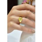 Papatya Silver 925 Ayar Gümüş Gold Kaplama Ayarlanabilir Haziran Ayı Doğum Çiçeği Yüzük