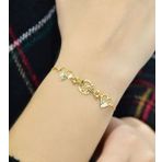 Papatya Silver 925 Ayar Gümüş Gold Kaplama Çift Kalp Kristal Kesim Bileklik