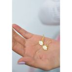 Papatya Silver 925 Ayar Gümüş Gold Kaplama Mineli Pamuk Bulut Küpe