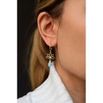 Papatya Silver 925 Ayar Gümüş Gold Kaplama Oval Opal Lotus Halka Küpe