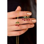 Papatya Silver 925 Ayar Gümüş Gold Kaplama Özel Tasarım Kırmızı Kiraz Kolye Ve Küpe Set