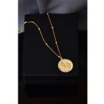 Papatya Silver 925 Ayar Gümüş Gold Kaplama Top Zincirli Mor Taşlı Bebek Ayak İzi Plaka Kolye