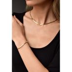 Papatya Silver 925 Ayar Gümüş Gold Kaplama Yassı Italyan Zincir Kolye ve Bileklik Set