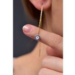 Papatya Silver 925 Ayar Gümüş Gold Kaplama Zincir Nazar Küpe