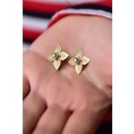 Papatya Silver 925 Ayar Gümüş Gold Rodyum Kaplama Lilyum Çiçeği Çivili Küpe