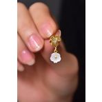 Papatya Silver 925 Ayar Gümüş Hediyeli Gold Kaplama Frezya Ve Sedef Manolya Çiçeği Küpe