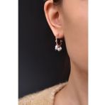Papatya Silver 925 Ayar Gümüş İnci Taşlı Shakira Halka Küpe (Rose)