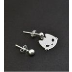 Papatya Silver 925 Ayar Gümüş Kedi Model Çivili Kadın Top Gümüş Küpe