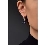 Papatya Silver 925 Ayar Gümüş Mor Zirkon Taşlı Plumeria Halka Lacivert Küpe