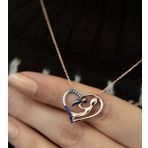 Papatya Silver 925 Ayar Gümüş Renkli Taşlı Kalp Anne Çocuk Kolye