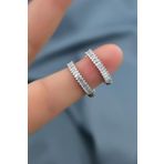 Papatya Silver 925 Ayar Gümüş Rodyum Kaplama Küçük Tamtur Baget Taşlı Halka Küpe