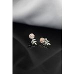Papatya Silver 925 Ayar Gümüş Rodyum Kaplama Mineli Çiçek Tasarım Küpe