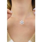 Papatya Silver 925 Ayar Gümüş Rodyum Kaplama Opal Taşlı Kar Çiçeği Kolye