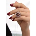 Papatya Silver 925 Ayar Gümüş Rodyum Kaplama Ruby Yıldız Kartanesi Kolye