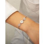 Papatya Silver 925 Ayar Gümüş Rodyum Kaplama Üç Papatya Süzme Kadın Bileklik