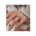 Papatya Silver 925 Ayar Gümüş Rose Kaplama Ayarlanabilir Akuamarin Lotus Çiçeği Yüzük